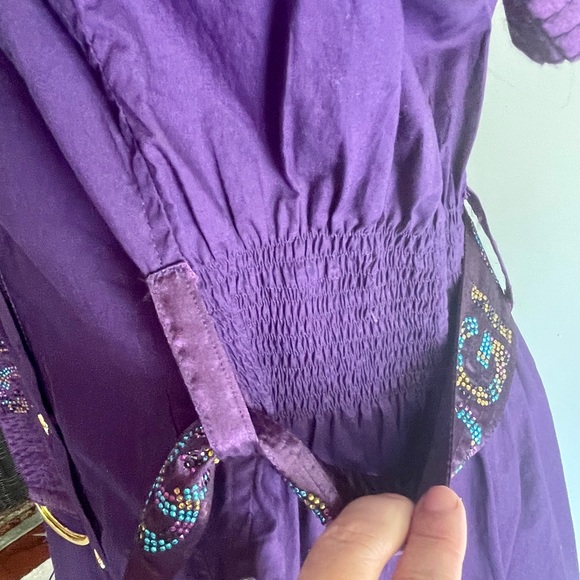 Coogi Purple Snap Front Rhinestone Embellished Belted Shirt Dress sz 1X NEW - Picture 11 of 12